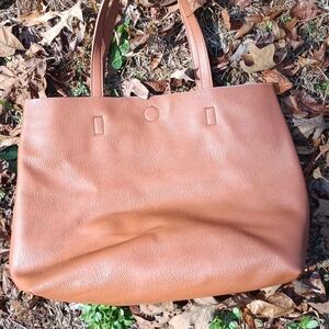 Chic Brown Genuine  Leather Reversible Tote Bag